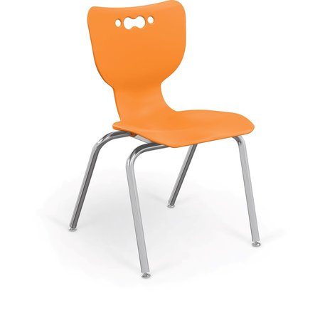 MOORECO Hierarchy School Chair, 4 Leg, 18" Chrome Frame, Orange Armless Shell, PK5 53318-5-ORANGE-NA-CH